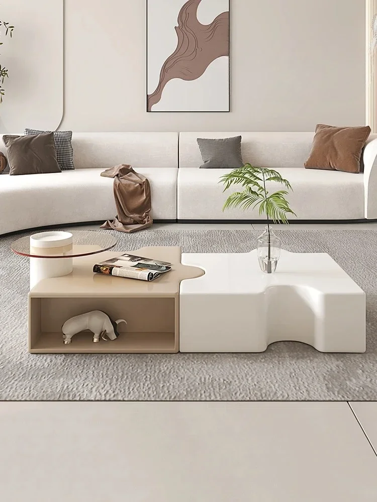 JJ Japanese light luxury cream style combination coffee table small apartment living room household furniture modern simple