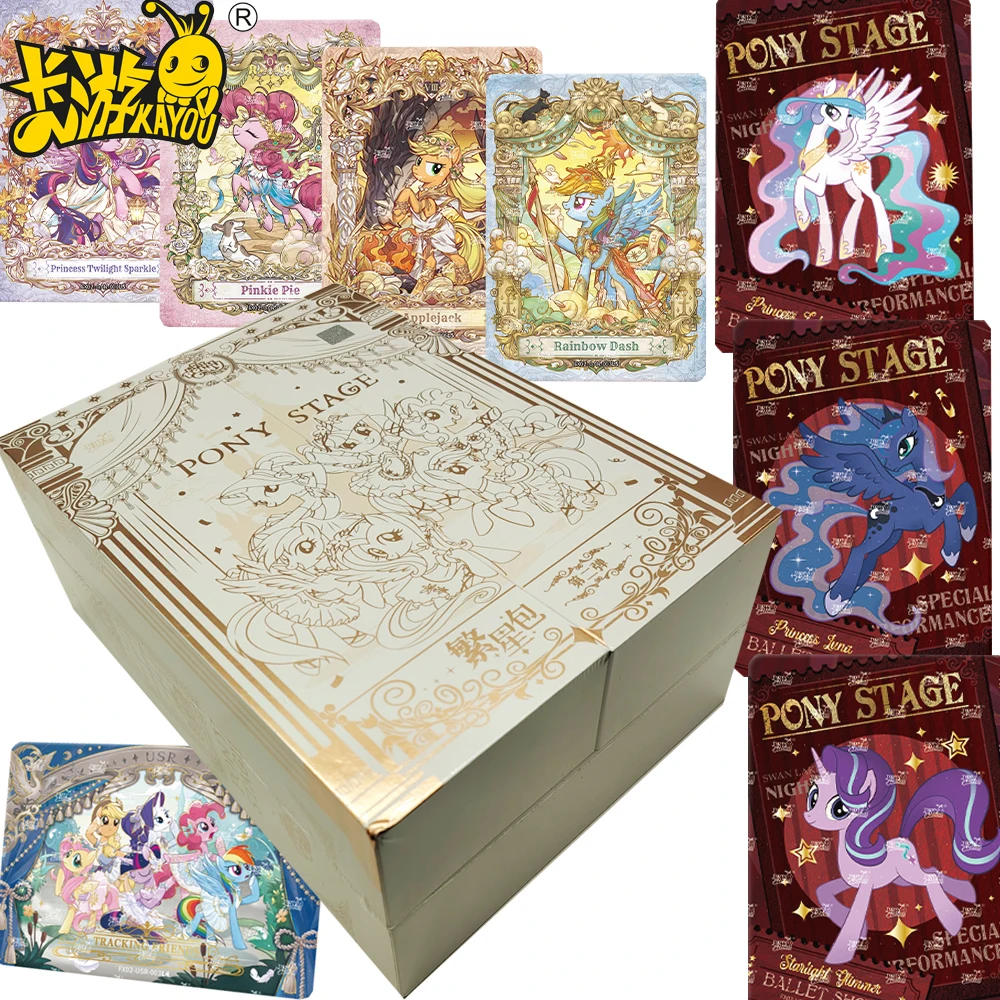 

New Original KAYOU My Little Pony Collection Cards Cartoon Character Hand Drawn Stage Costume Design Cards Gift Box Table Toy
