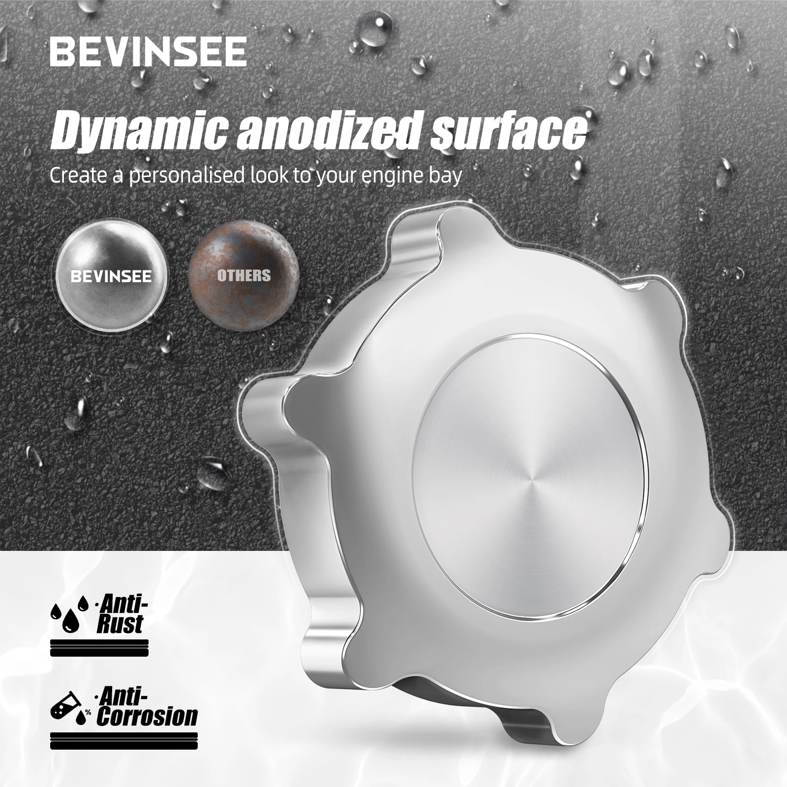 BEVINSEE Aluminum M Style Engine Oil Filler Cap Cover for BMW E36 E46 E90 E92 328i 325i 323i E39 E60 525i 528i 530i X3 X5 Z3 Z4