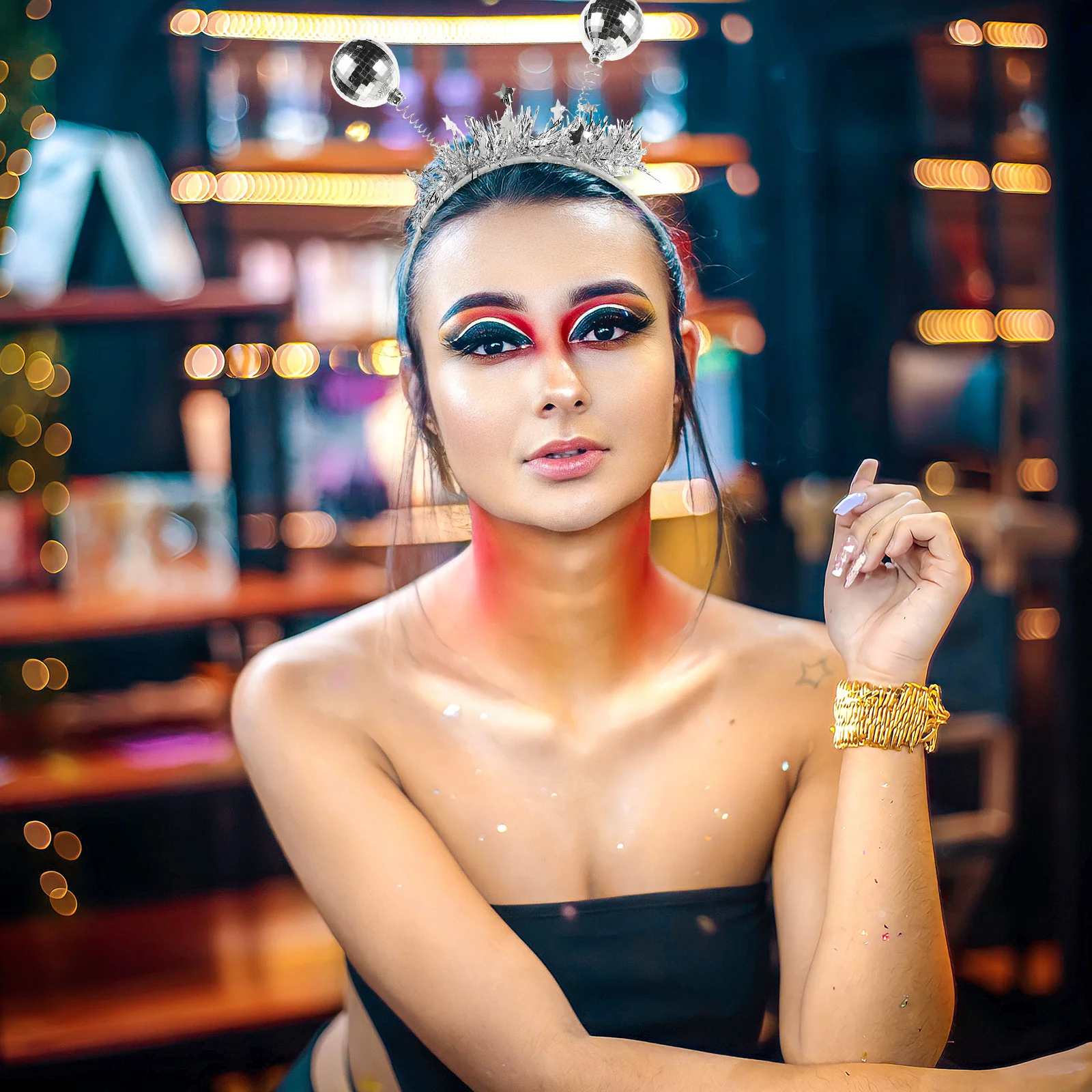 Discobal Hoofdband Vintage Spiegelbal Party Hoofdbanden Kostuum Accessoires Disco Haaraccessoires Vrouwen Prop Hoofddeksel Kostuums