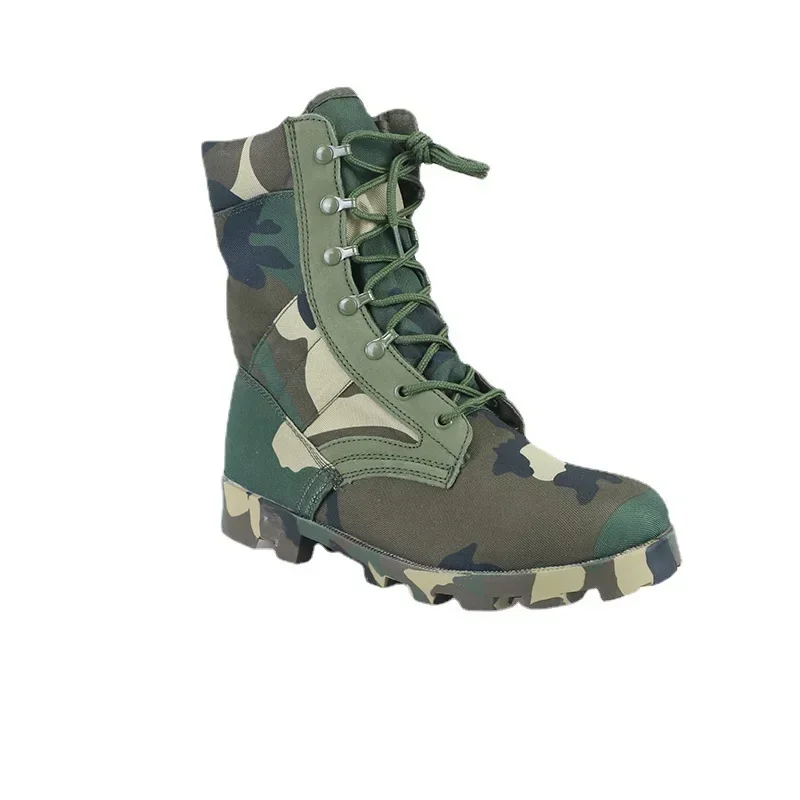 Lace Up Waterproof Outdoor Shoes Breathable Canvas Camouflage Tactical Combat Desert Ankle Boots Men Boots