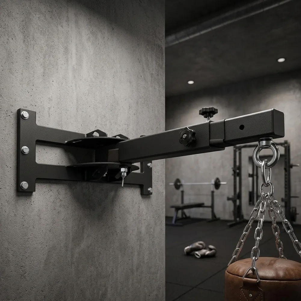Wall Mount Punch Bag Hanger Bracket for Boxing Training Adjustable Folding Steel Bracket for Ceiling Beam Mounting