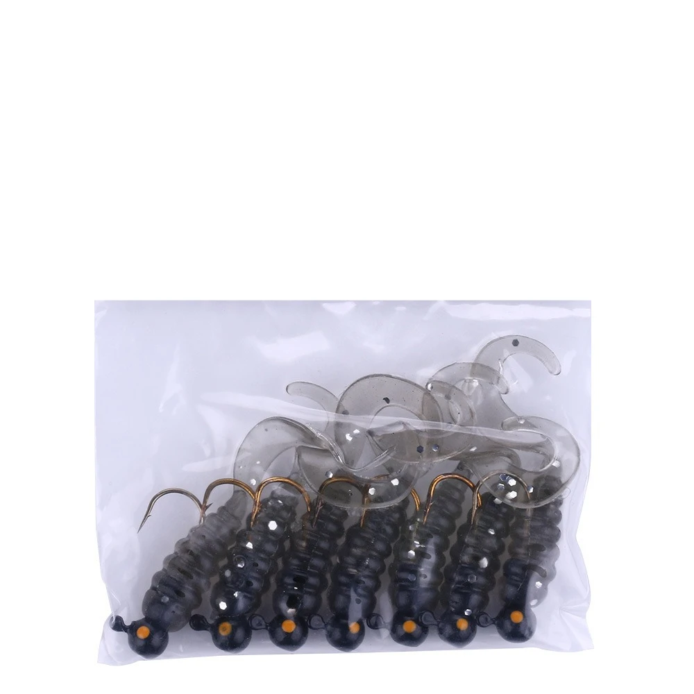 7er-Set 50mm Mehrfarbige Jig-Silikonwürmer Weichköder mit Haken 2,6g Wobbler Karpfenköder Künstliche Gummiköder für Zander – Detail 6