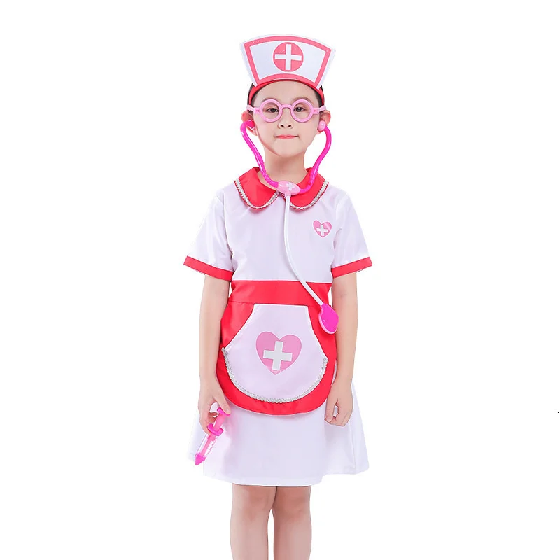 

Medical child cosplay day children fashion medical clothes cap+ dress child toy set Halloween witch's uniform nurse