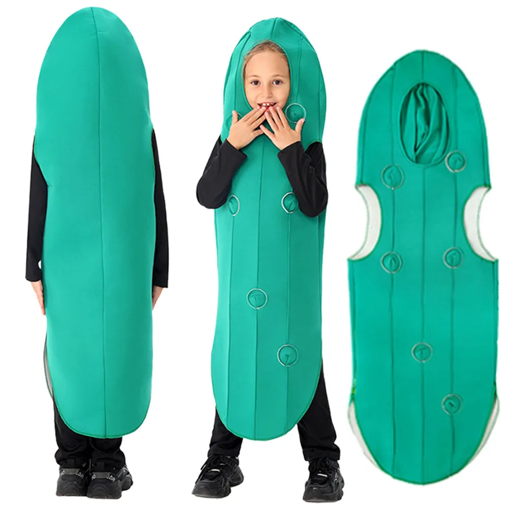 

Нарядное платье, забавные милые солены, огурец, косплей для девочек и мальчиков, одежда с рисунком еды, сценический костюм для подростков от 6 до 14 лет