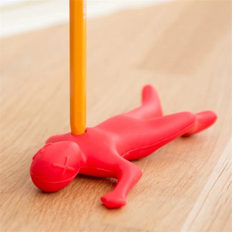 Multi-function Red Little Man Pen Insert Unique Desk Decoration Interesting Creative Toothbrush Holder Relieve Pressure Fun