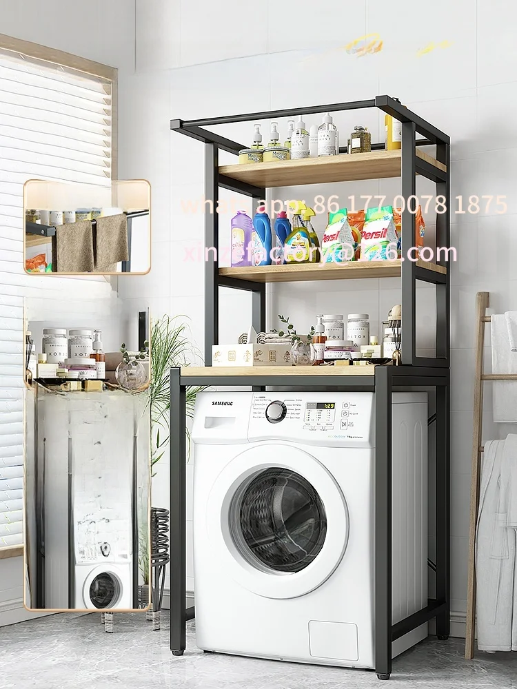 حامل مناديل حمام قابل للتخصيص، حامل تخزين را، مثبت على الأرض من الفولاذ الكربوني، 3 طبقات، شرفة غرفة الغسيل فوق منظم المرحاض