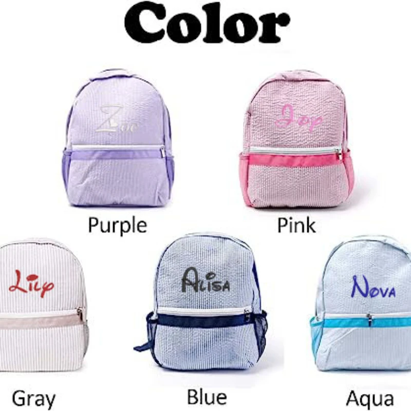 Custom Name Backpack Personalized Name Custom Seersucker Modern Backpack,Seersucker Preppy Backpack