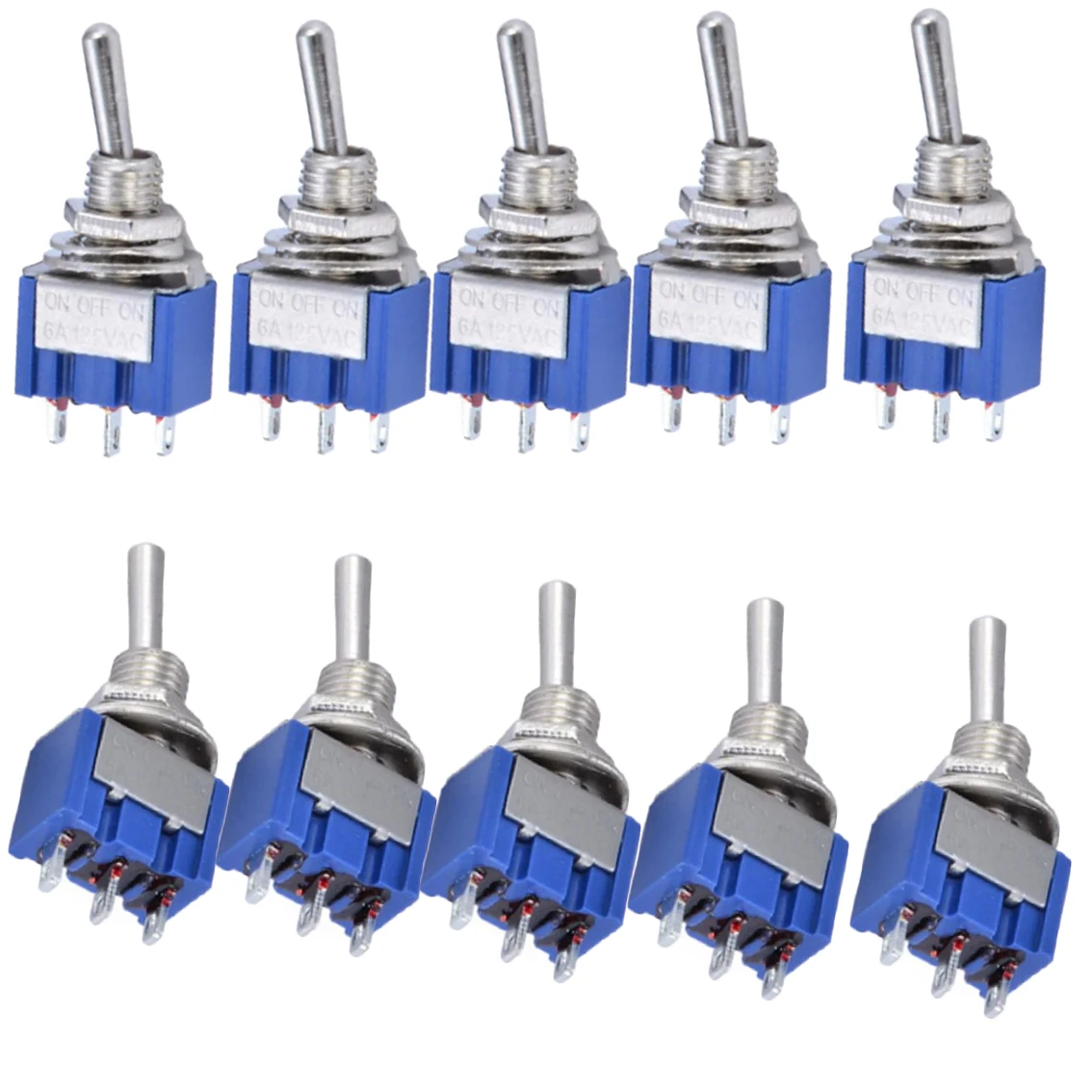 10 pcs For Mini For Toggle Switches for MTS 103 3 Pin SPDT ON OFF ON 6A 125VAC/3A 250VAC for Lighting Control Projects