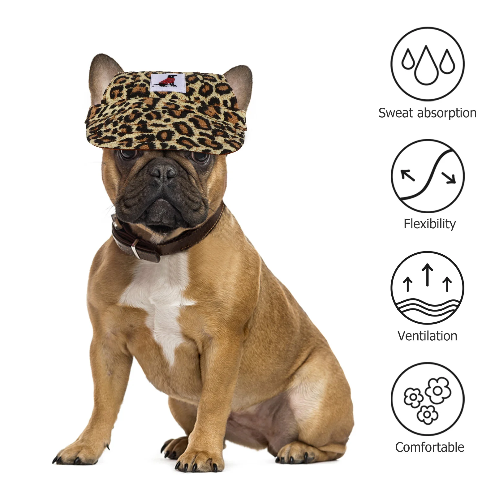 

Leopard Pattern Pet Baseball Cap Dog Hat Breathable Oxford Fabric Sun Protection Outdoor Sports Adjustable Dog Visor