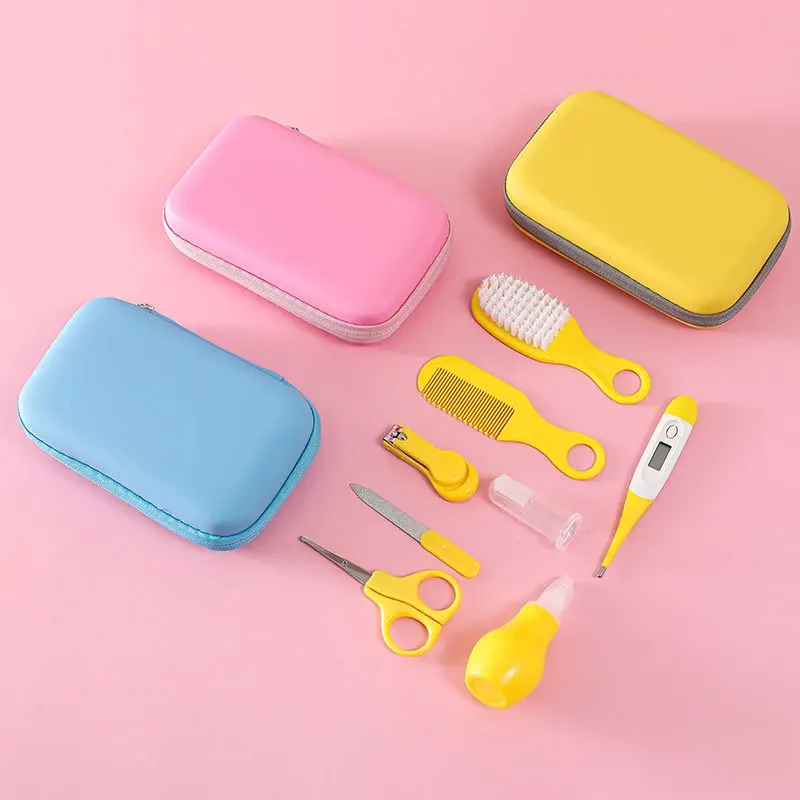 Infant Care Box Baby Nail Care Tools Sets Portable Child Healthcare Products Grooming Care Brush Kit with Storage Bag 8pcs/set