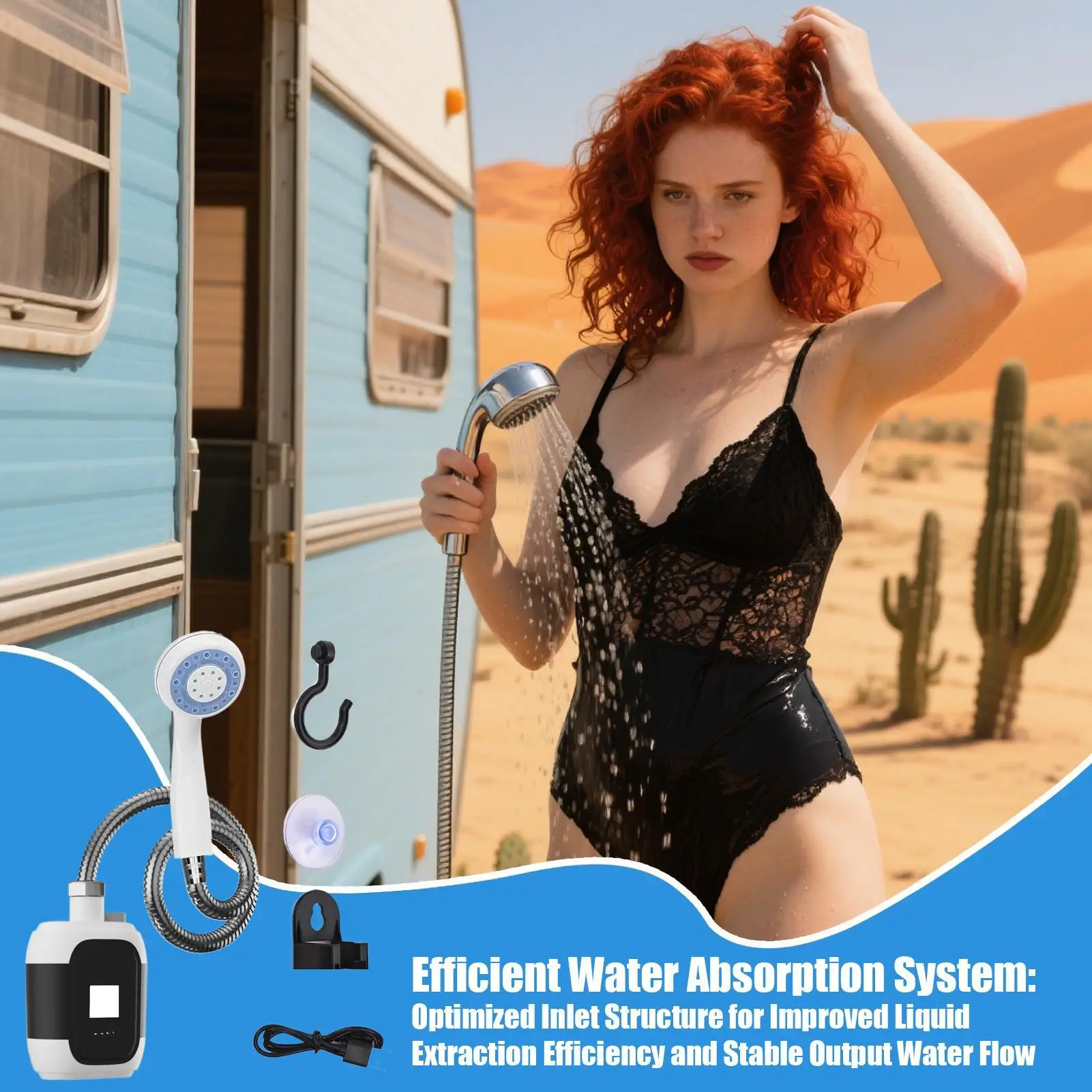 

Portable Outdoor Shower Electric Shower Camp With LED Light For Outdoor 2200mAh High-Capacity Battery Portable Outside