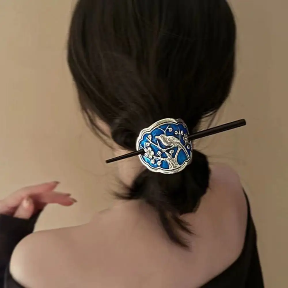 Ethnic Style Retro Enamel Hairpin Lion Magpie Hair Sticks for Long Hair New Chinese Style Hanfu Headwear Hair Accessories Girl