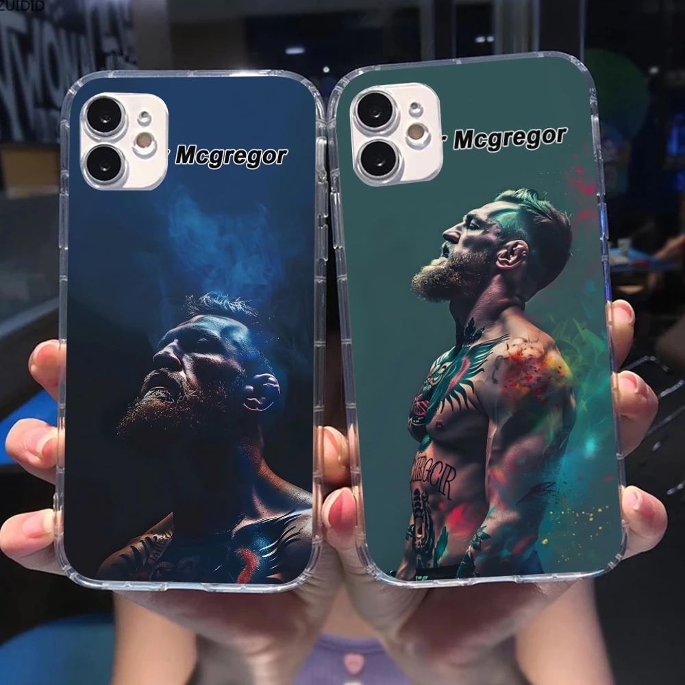 Conor Mcgregor Painting Mobile Cell Phone Case for iPhone 16 15 14 13 12 11 X XR XS 8 Pro Max Plus Mini Clear Transparent Cover