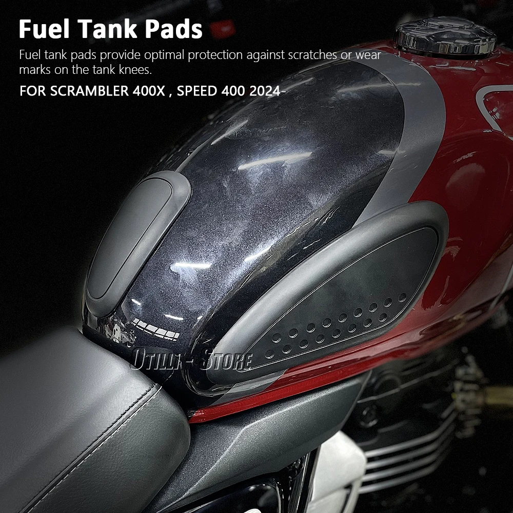 Motorcycle Black Fuel Tank Pad Stickers Decals Accessories Protector For SPEED Speed 400 For Scrambler 400X 2024 2025