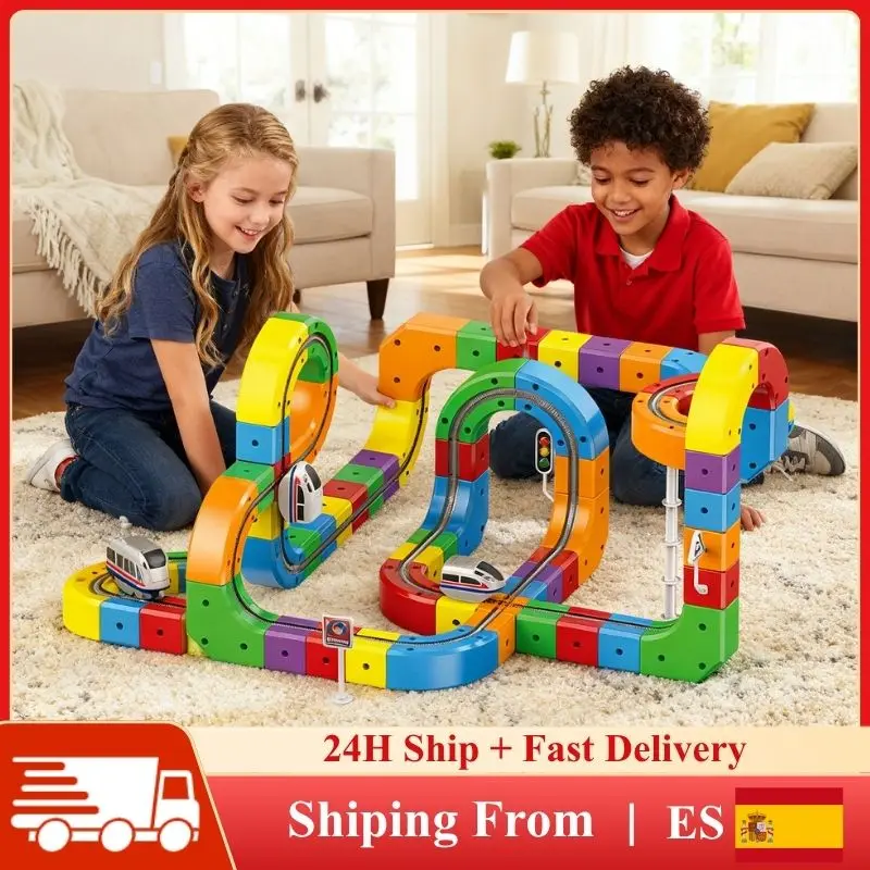 Ensemble de construction de train magnétique STEM 51/81/123 pièces, rechargeable par USB, cube orbital magique en ABS, jouet éducatif pour garçons et filles, cadeau d'anniversaire