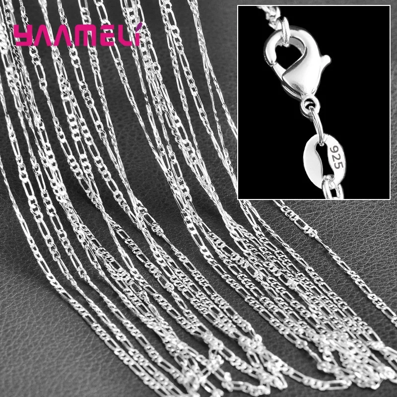 

Wholesale 5Pcs 925 Sterling Silver 16-30 Inches Flat Figaro Chain Necklace for Women Men Lobster Clasp Chains Jewelry Gifts