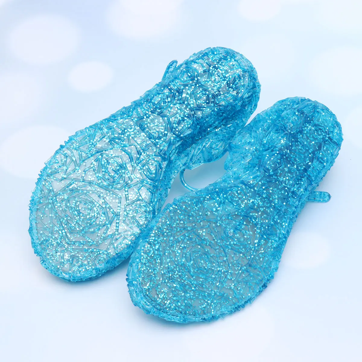 

1 Pair Girls Sandals High Heel Jelly Colorful Durable Fashion Children Party Festival Wear Princess Style Gift Size 25 Sky-Blue