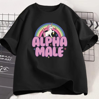 Alpha Male Unicorn Rainbow T Shirts Oversize Men Casual Fashaion Graphic Tees Unisex Round Neck Print Mens Short Sleeve Tshirt