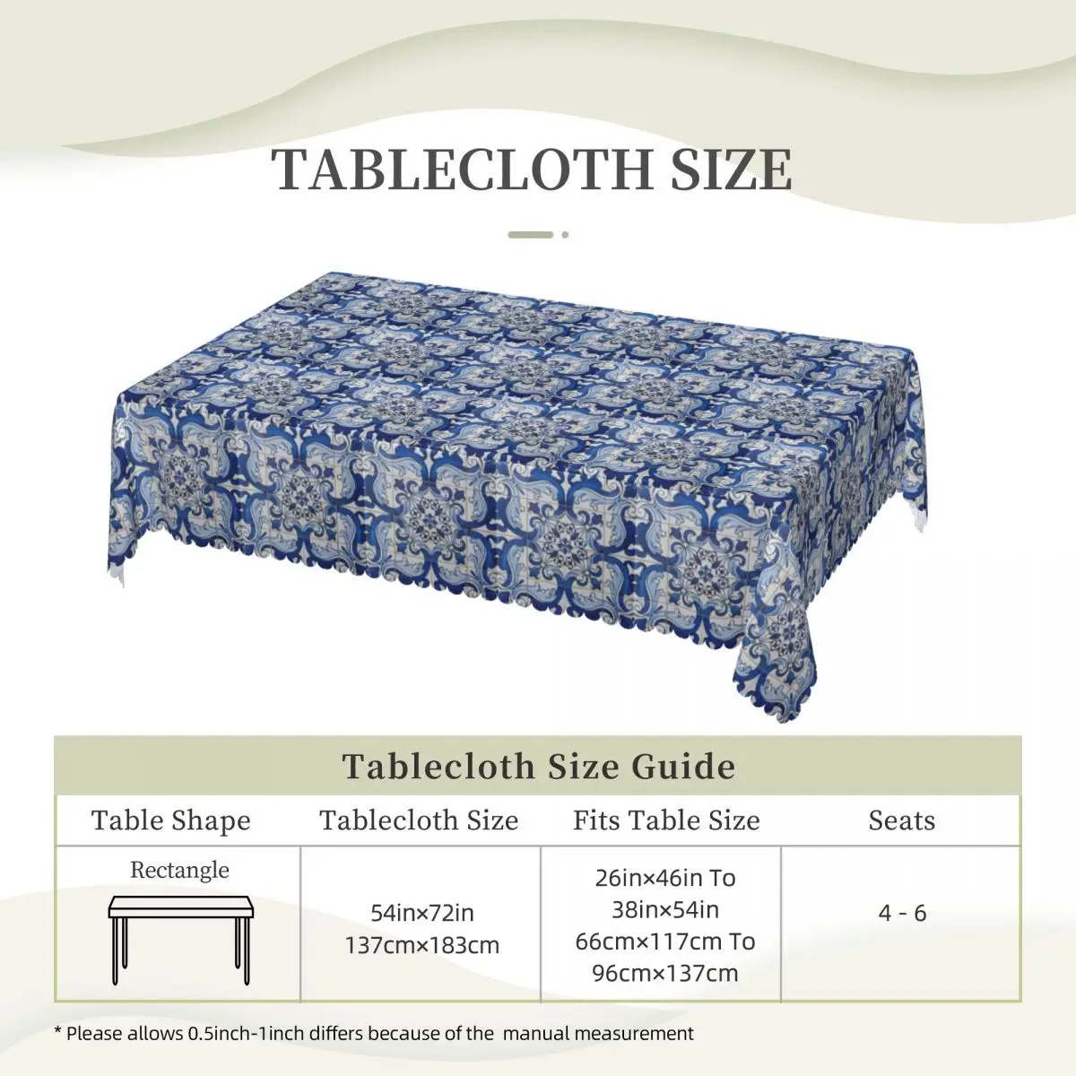 Azulejo Lisbon Azulejos Lisboa Customized Rectangular Tablecloth Oilproof Table Cover for Dining Events Table Cloth