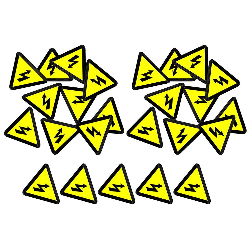 

25 Pcs High Voltage Warning Stickers 50x50mm Yellow Triangle Danger Signs Electrical Safety Labels for Equipment Factory School