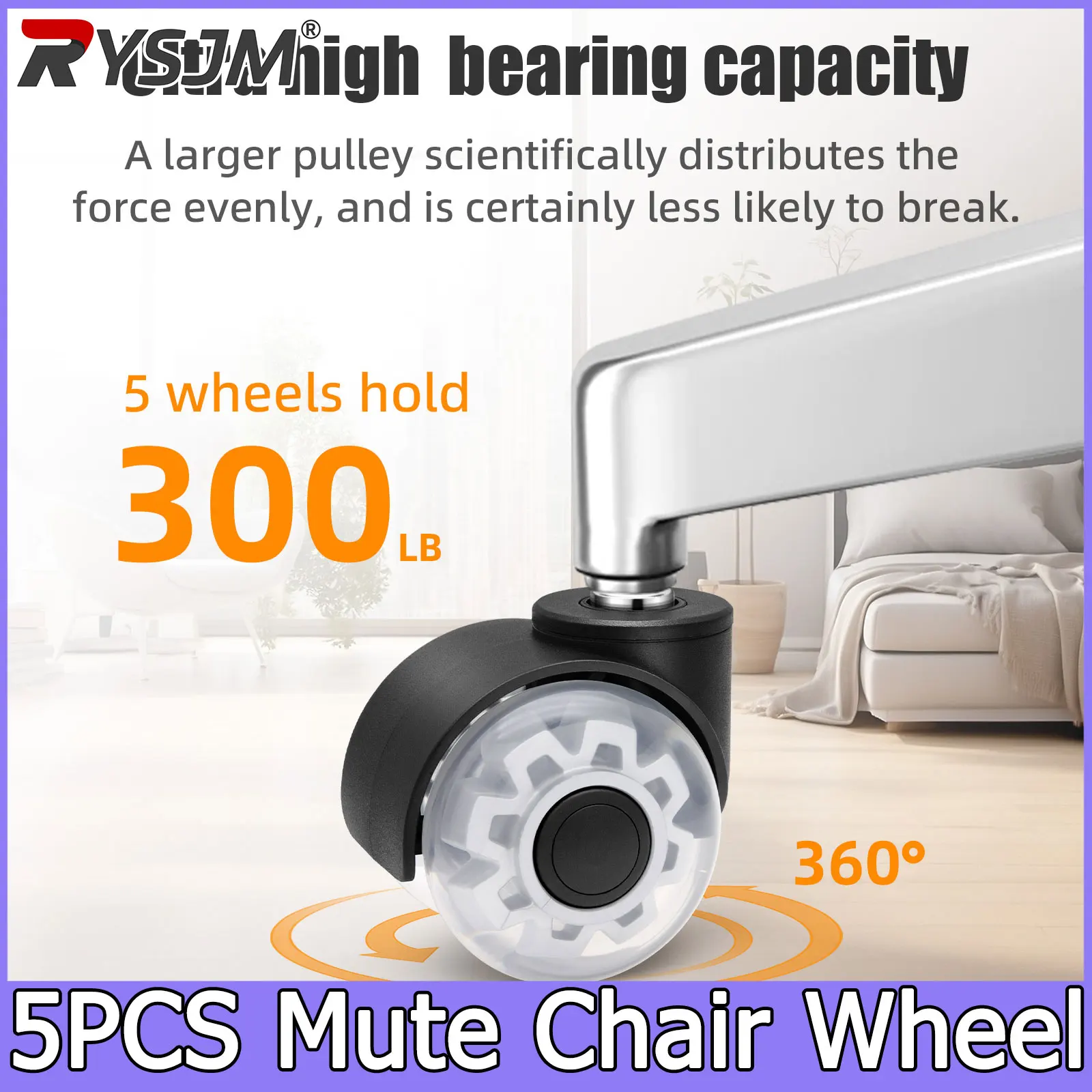5PCS 2-inch Mute Universal Wheel Office Chair Caster Swivel Furniture Caster Trolley Rollers Card Spring Pulley