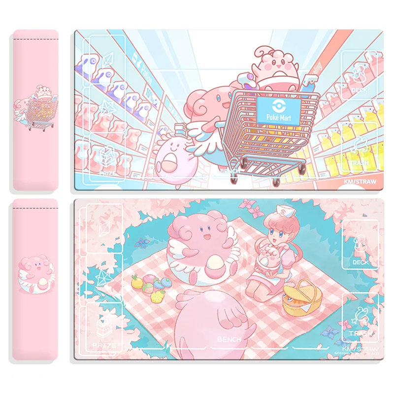 350X600X2Mm New Pokemon Chansey Blissey Opcg Ptcg Board Game Card Battle Table Mat Nurse Joy Cute Card Table Mat Anime Gift Toys