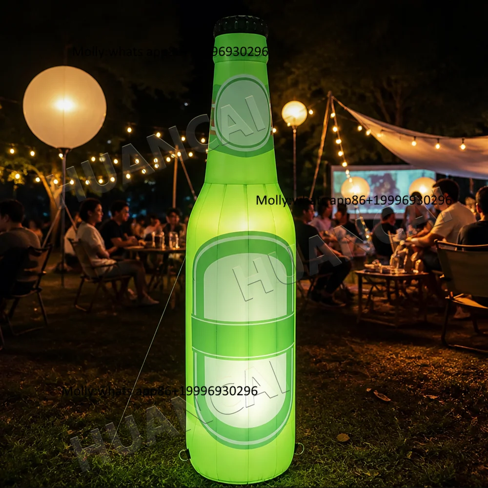 Inflatable Model Giant Inflatable Beer Bottle Model Outdoor Advertising Eye Catching Green Beer Balloon Bar Pub Party Decoration