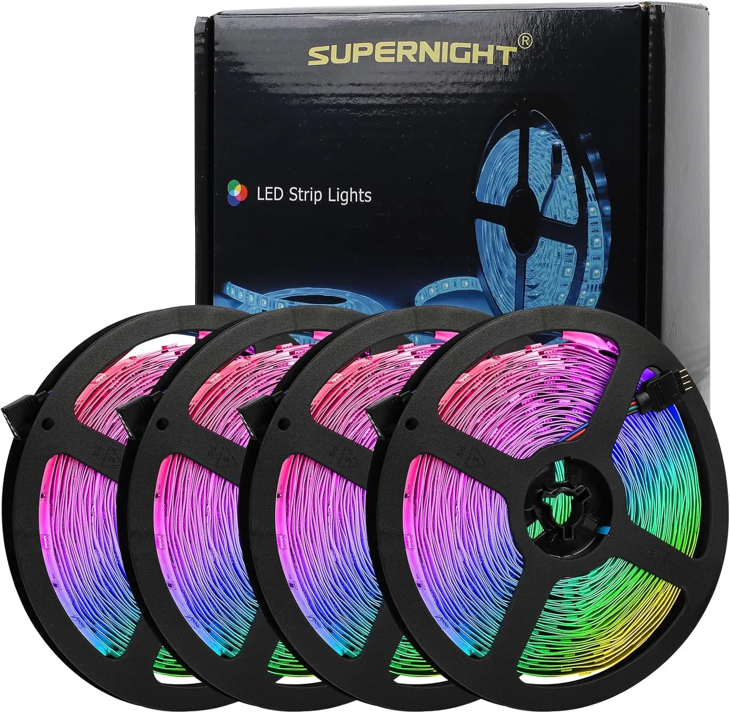 

131.2FT Led Light Strips, 4 Rolls of 32.8FT 5050 300 Led Strip RGB, Color Changing Rope Lights, TV LED Backlight Decor