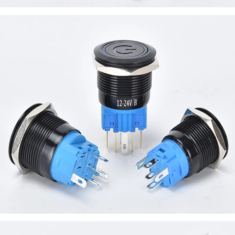 12/16/19/22mm oxidado negro impermeable a prueba  polvo interruptor  botón  metal reinicio  bloqueo automático interrupt