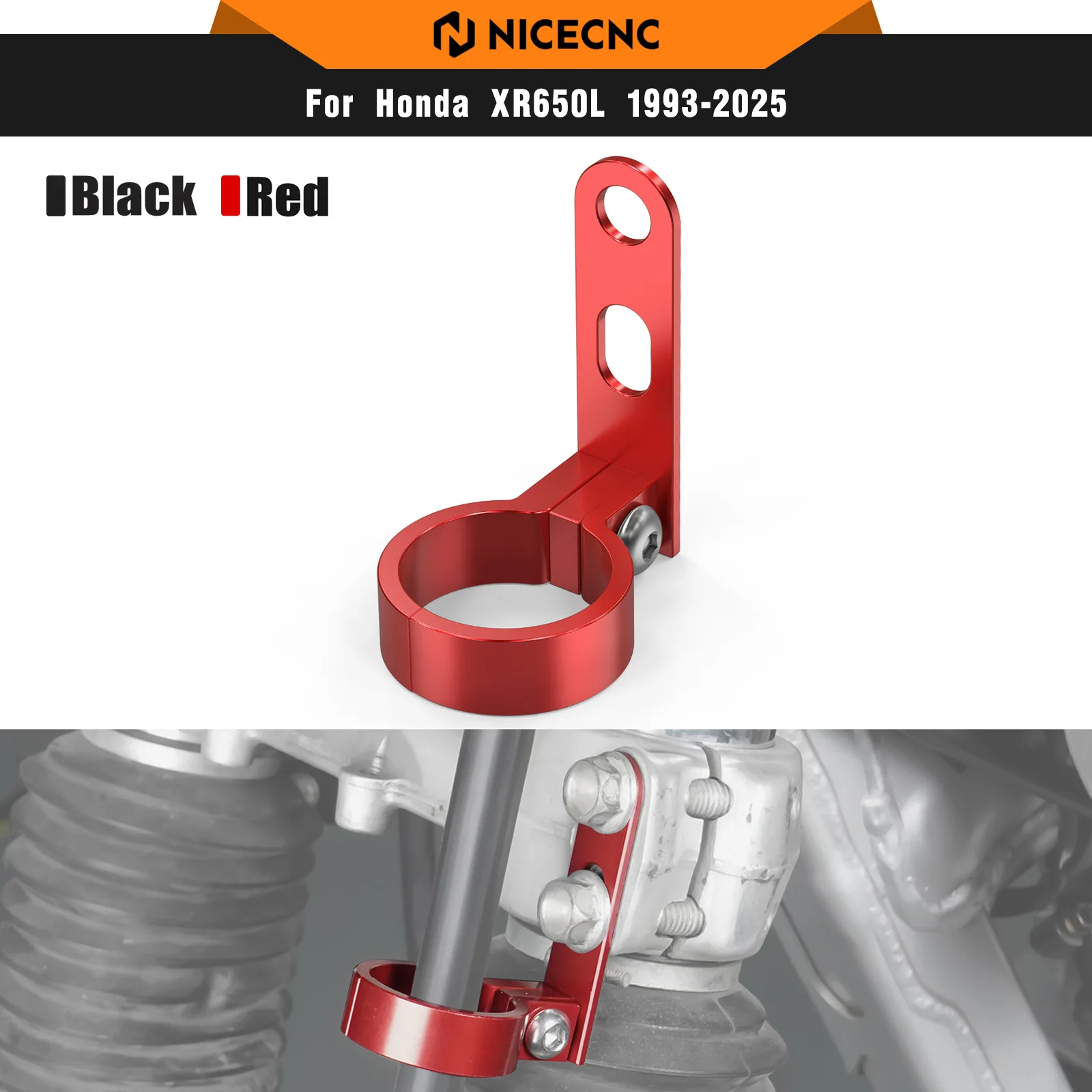 

NICECNC For Honda XR650L 1993-2025 2024 Motorcycle Billet Aluminum Front Brake Hose Line Clamp Guide Holder XR 650L Accessories