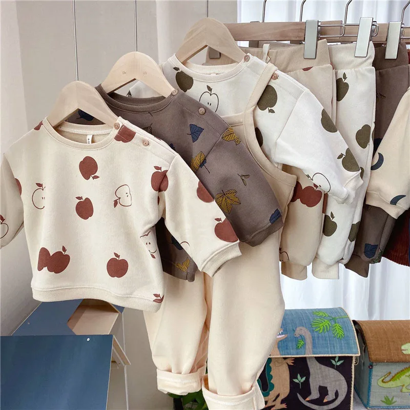 Toddler Baby Clothes Set Spring Autumn Fleece Suits Baby Sweater Tops + Pants 2pcs Toddler Kids Clothes