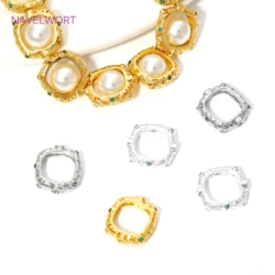 18K Gold Plated Square Frame Beads Connector,with Zircon Through Hole Bead,For DIY Bracelet/Necklace Jewelry Making Supplies