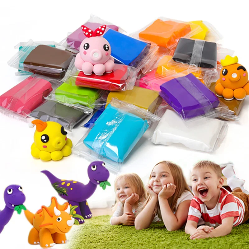 12/24/36 컬러 클레이 공기 건조 클레이 세트 조각 도구가있는 초경량 플라스틱 클레이 DIY 공예 친구를위한 장난감 선물 어린이