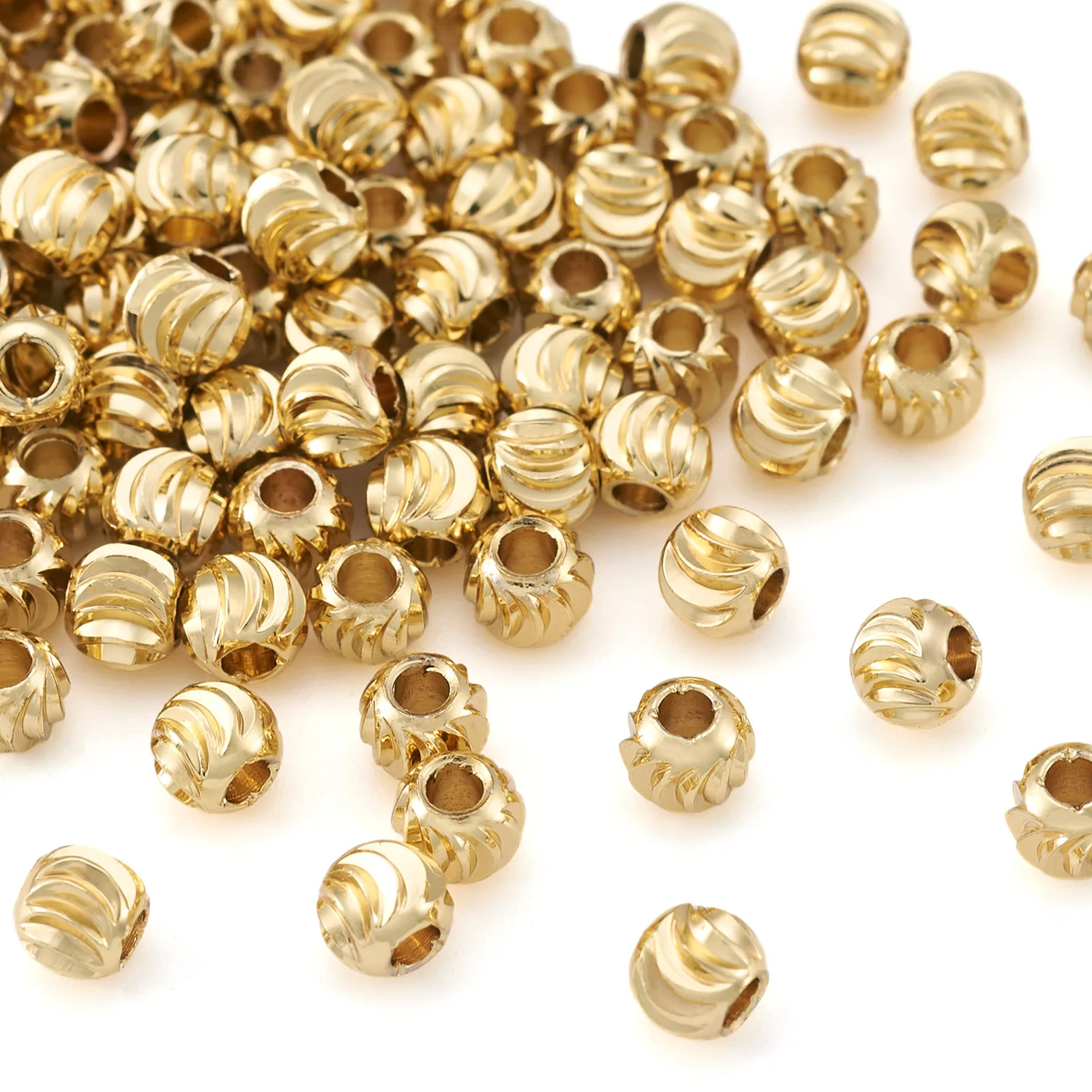 

100pcs Golden Brass Round Beads Spacer Loose Beads for Bracelet Earrings Jewelry Making Diy Findings