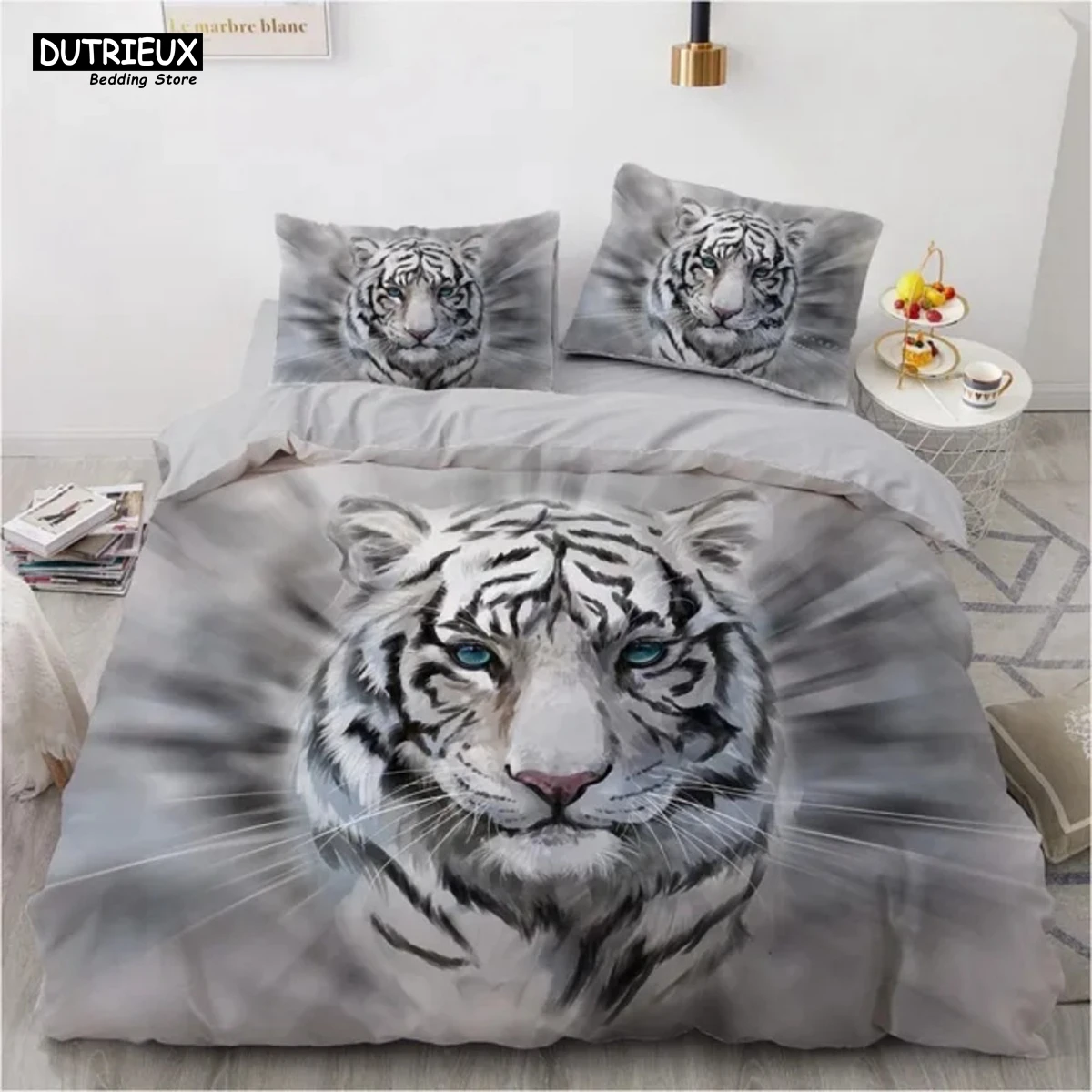 

3D Animal Tigers Bedding Set 2/3PCS Soft Microfiber Queen King Twin Size Duvet Cover Set With Pillowcases Teens Boys Bed Linen