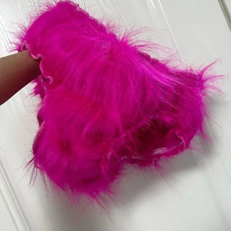 

Men's Sexy Plush Lingerie Double-layer Fuzzy Lining Triangular Briefs Stereoscopic Shaped Panties Sissy Crossdressing Panty