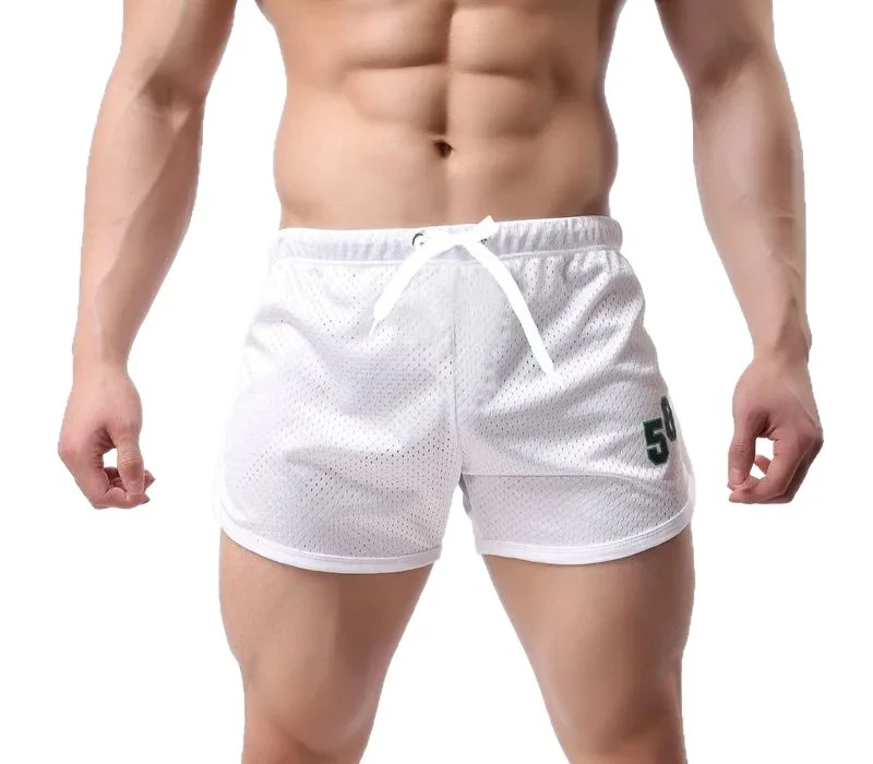 Men's Casual Shorts Running Fitness Bodybuilding Teenager Aro Pants Mesh Hollow Breathable Sweatpants Gym Jogging Workout Trunks