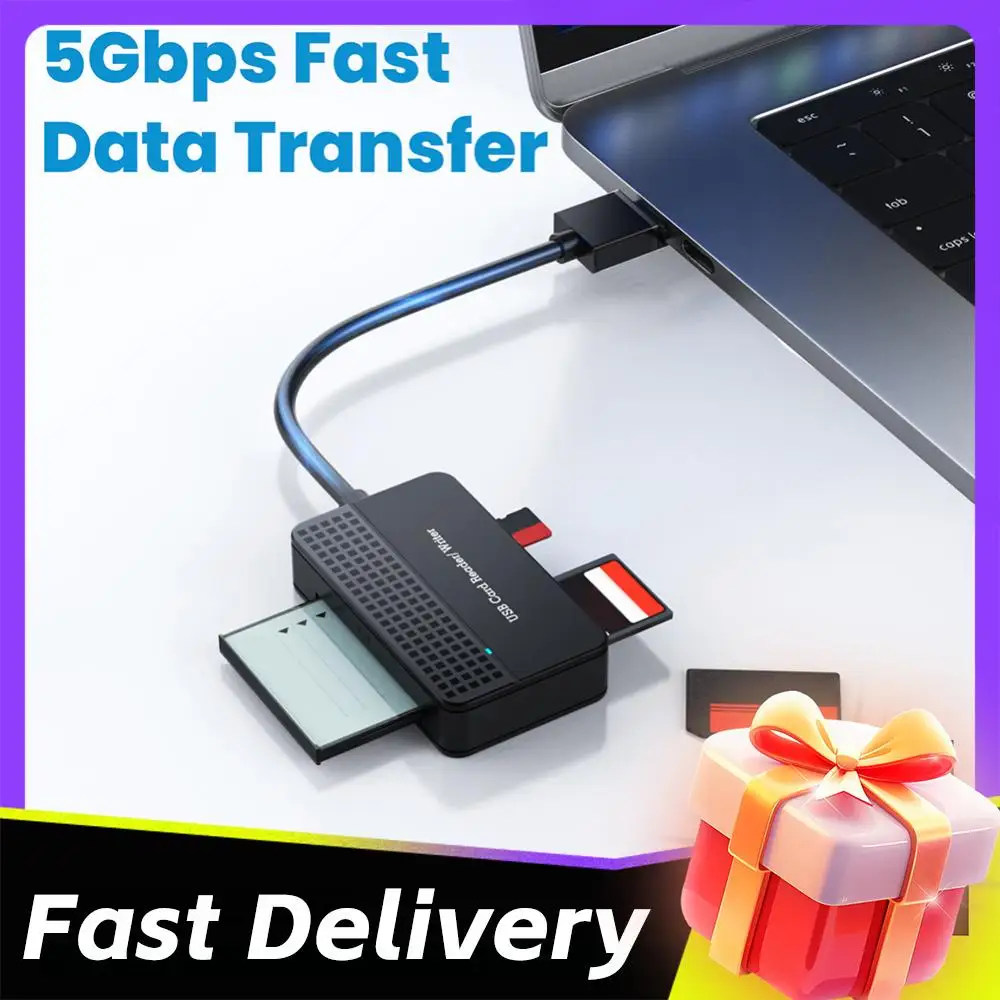 USB 3.0 Type C Memory Smart Card Reader 4 in 1 Flash Card Adapter 5Gbps Memory Card Writer 20cm Cable SD TF CF MS