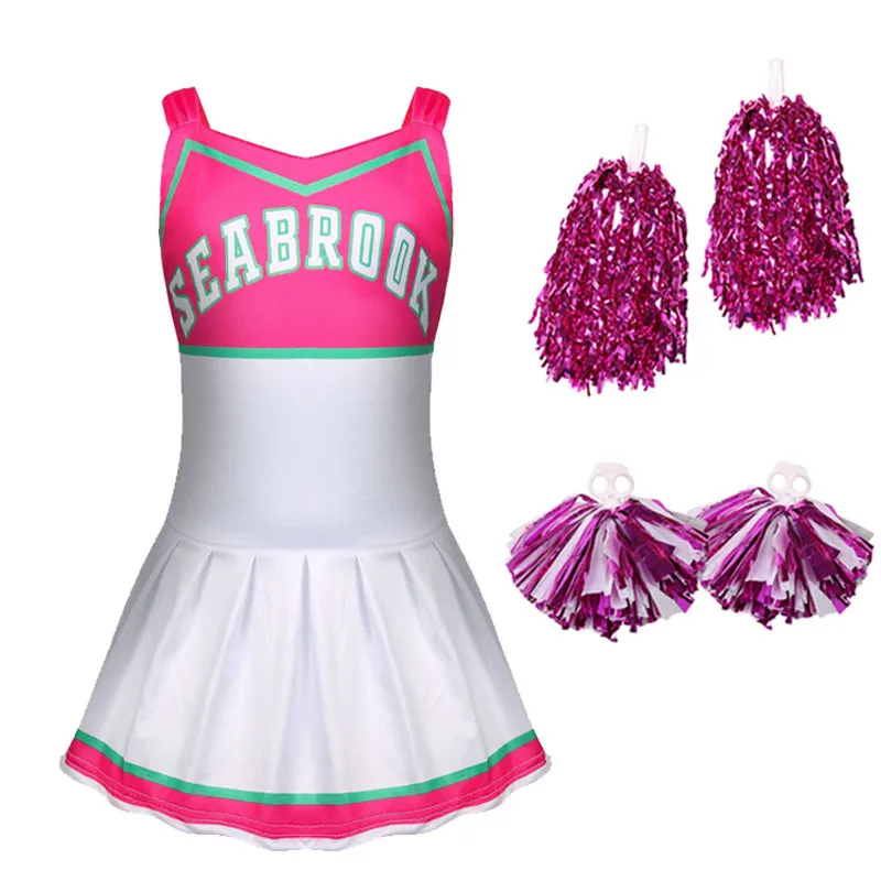 Kids Halloween Costumes for Girls Zombies Addison Cheerleader Cosplay anime Clothes Set Fancy Cheer Camp Outfits Flower Ball