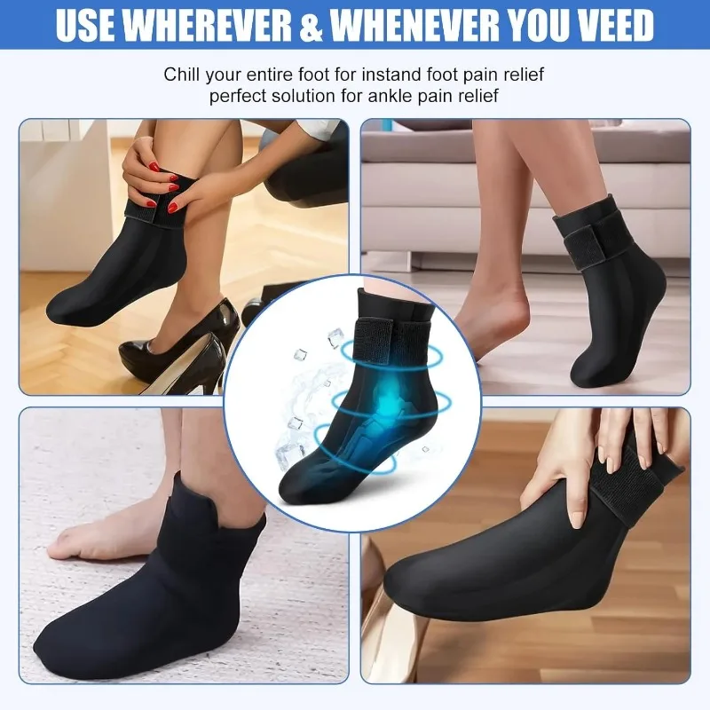 Neuer wiederverwendbarer Knöchel-Gel-Eisbeutel für Fersenschmerzen, Plantarfasziitis, heiße und kalte Kompressionssocken, flexible Kühlung, rutschfester Fußschutz