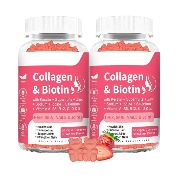 

Collagen gummies, biotin-complex vitamins, antioxidant shaping, hair growth