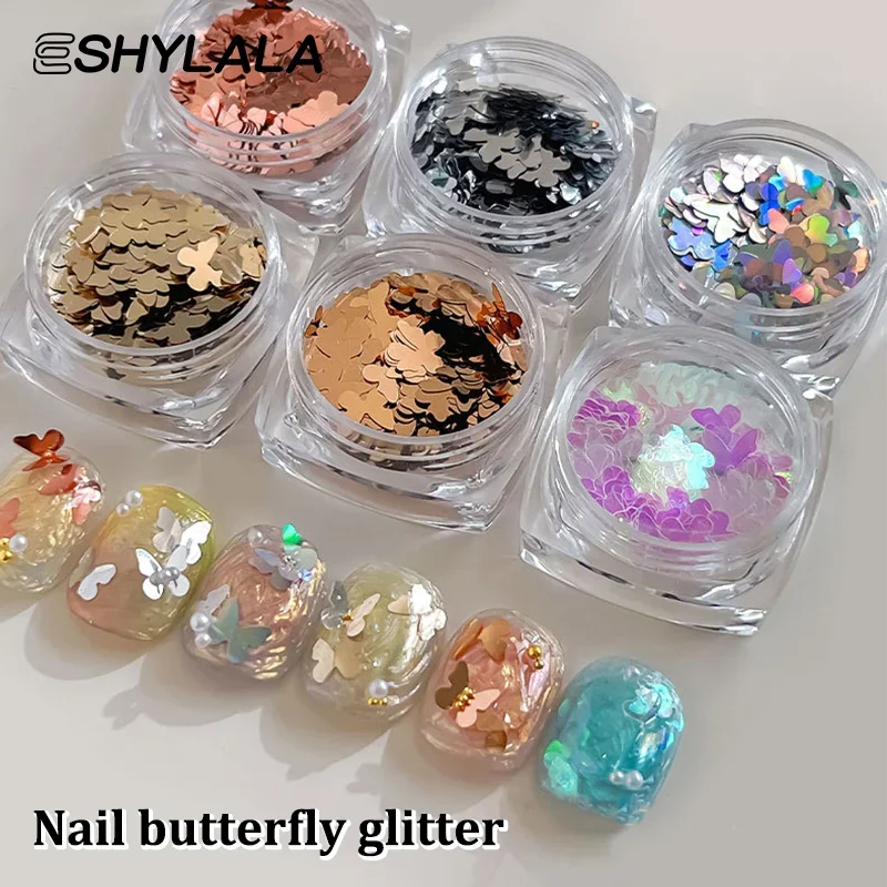 1Box Butterfly Nail Sequins Flash Nail Shining Mirror Flour Decoration Nail Art DIY Nail Art Enthusiasts
