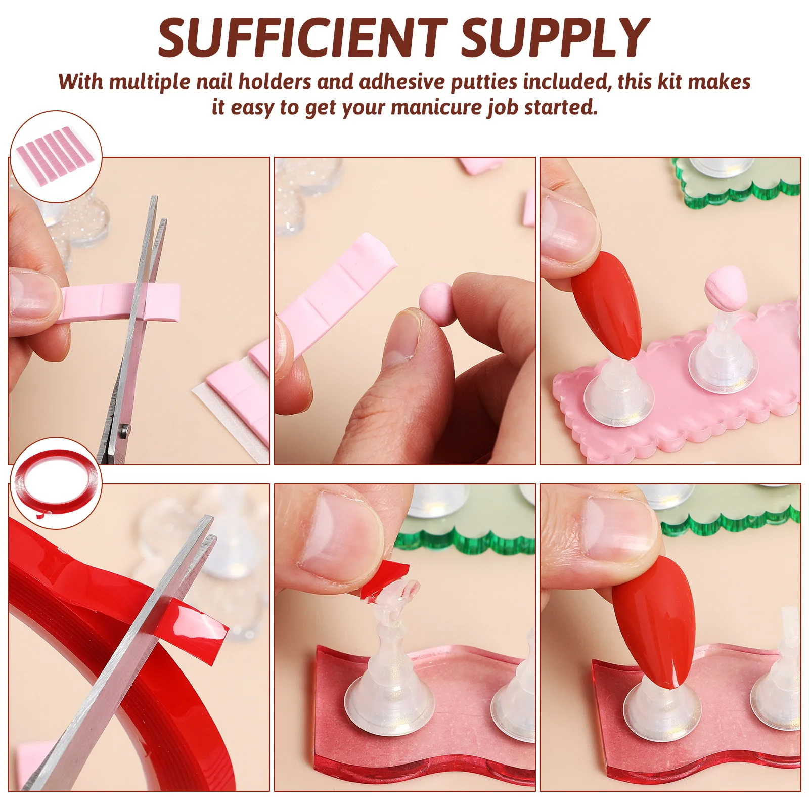 1 Set Stand Kit For Press On Nails Adhesive Putty Cute Holder Display Stand Painting Manicure Practice Tools Fake Nail Tips Nail