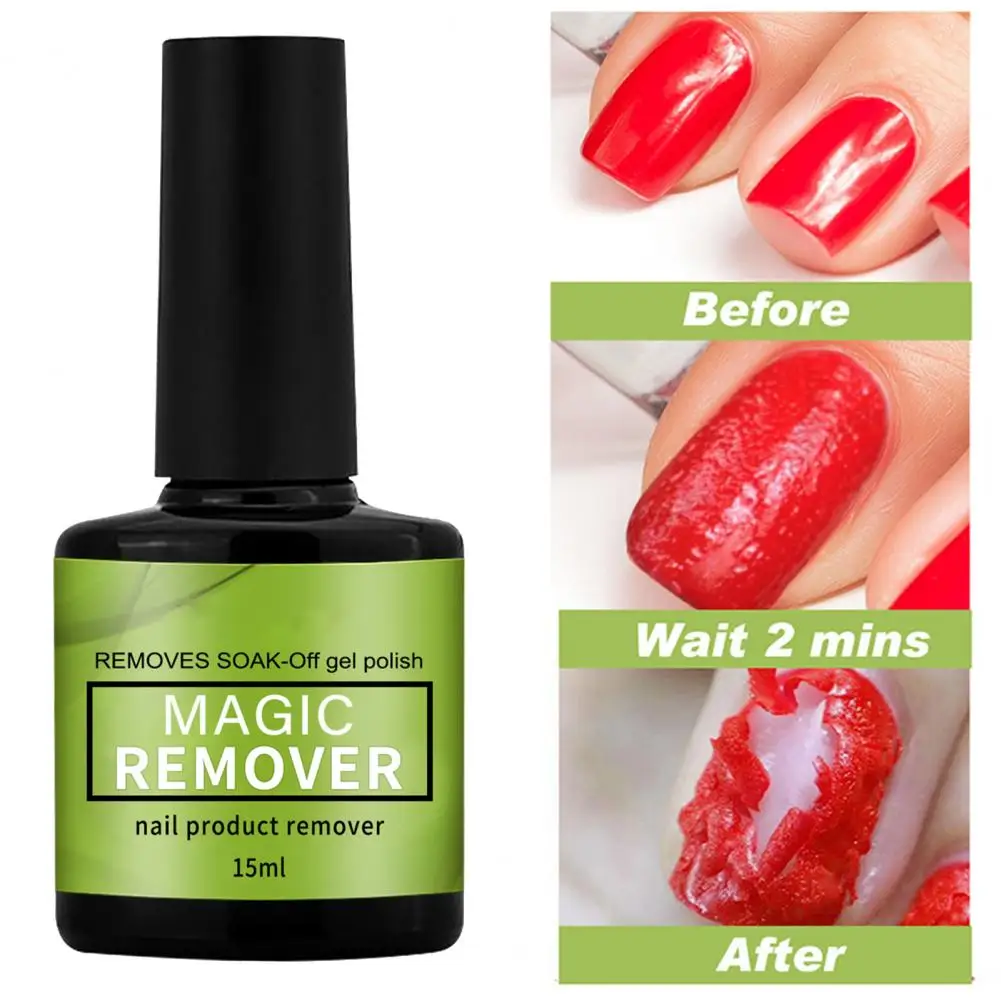 Cola para unhas falsas, Gel Magic Polish, Removedor Sintético, Removedor de esmalte suave, Eficaz, 15ml