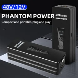 48V/12V Phantom Power Supply for Condenser Microphones Mic Preamp Portable Rechargeable Phantom Power Low Noise
