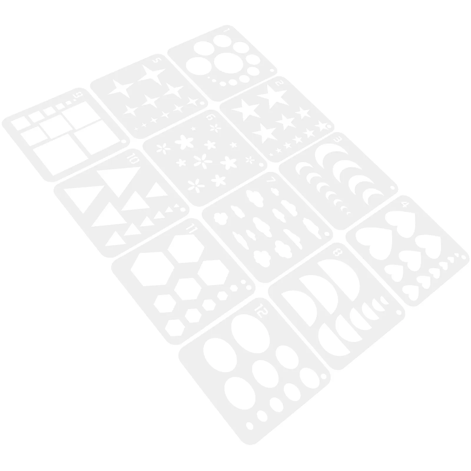 12Pcs Geometric Shape Stencil Kit Reusable Plastic Templates Drawing Tools for DIY Craft Painting Art Supplies