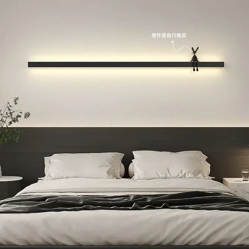 

Modern Minimalist Acrylic Led Wall Lamps With Hooks Door Shelves Background Wall Long Strip Decoration Bedroom Bedside Lights