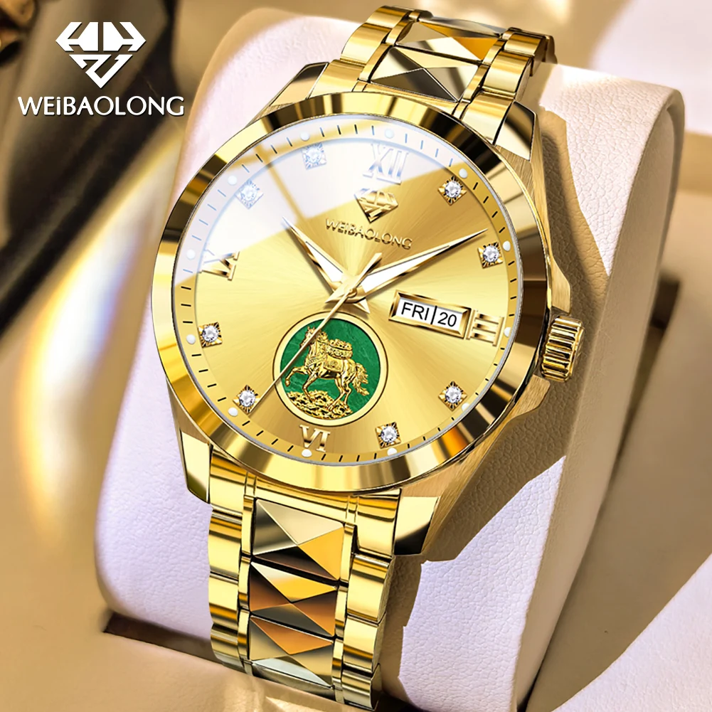 

WEIBAOLONG 3816 Automatic Mechanical Men's Watch Real Gold Real Diamond Waterproof Tungsten steel Man Wristwatch
