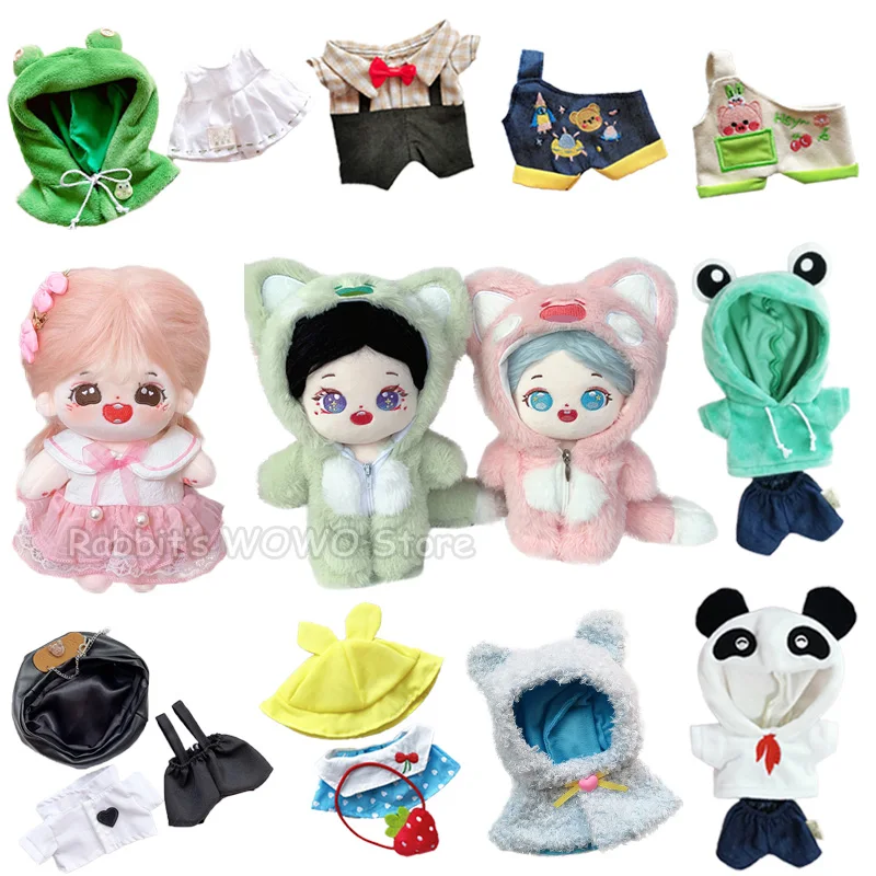 20cm Doll Clothes Hoodie Sweater Cloak Overalls for Idol Cotton Stuffed Star Dolls Toy Accessories Korea Kpop EXO Doll Outfit